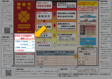 命のパスポート「危険災害の確認と記入」の部分