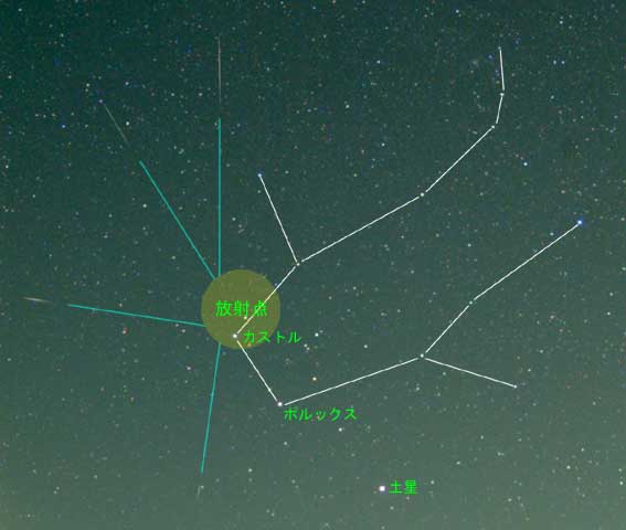 ふたご座流星群の輻射点