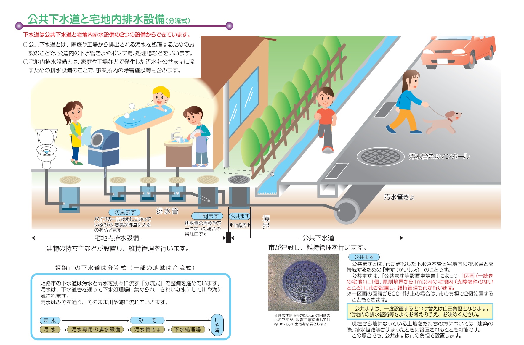 公共下水道と宅地内排水設備（分流式）