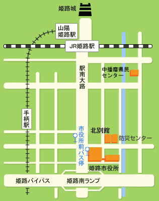 姫路駅から姫路市役所までの地図