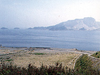 家島本島宮地区観音崎月からみた風景