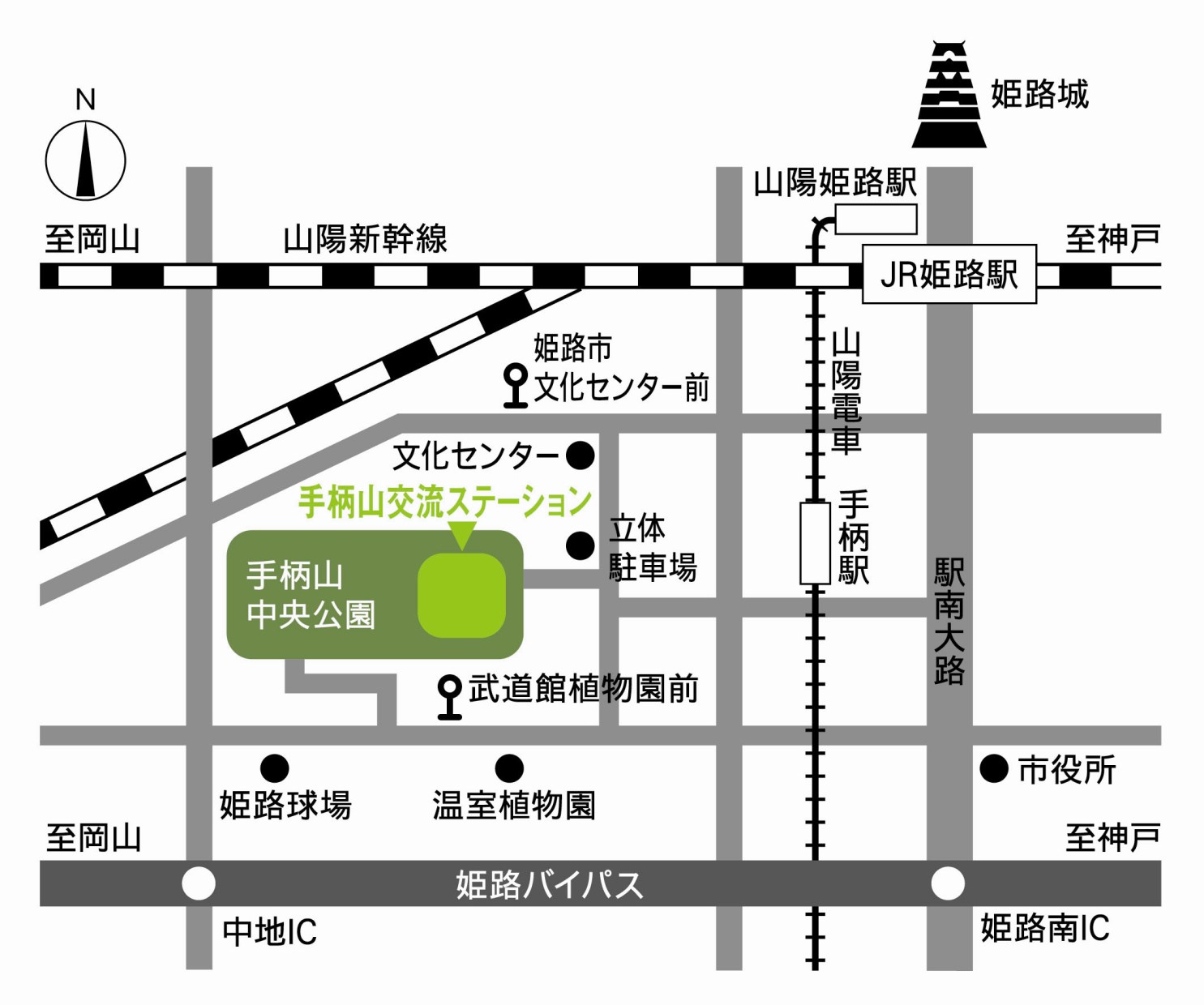 手柄山交流ステーション付近の地図