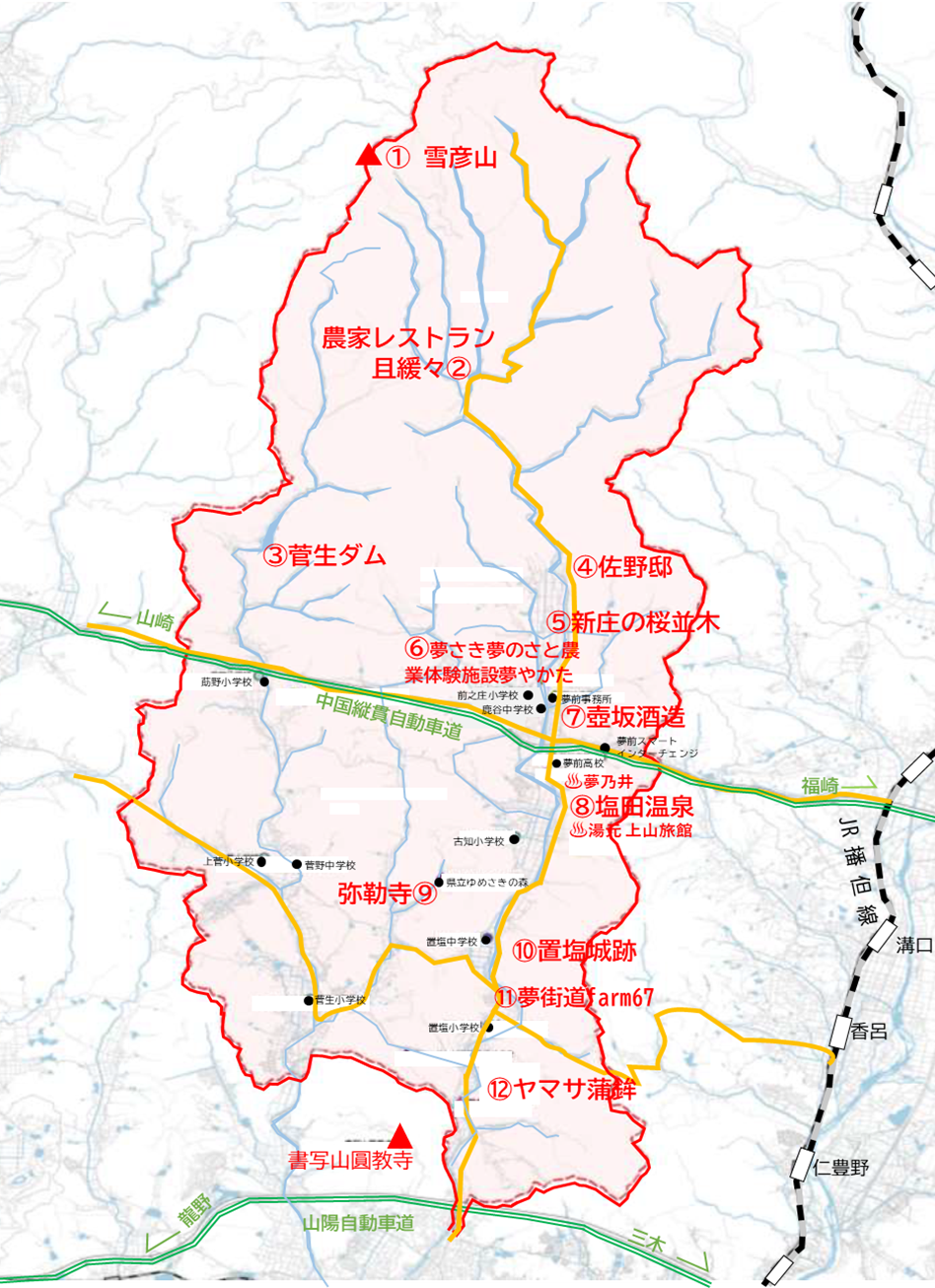 夢前地域の地図