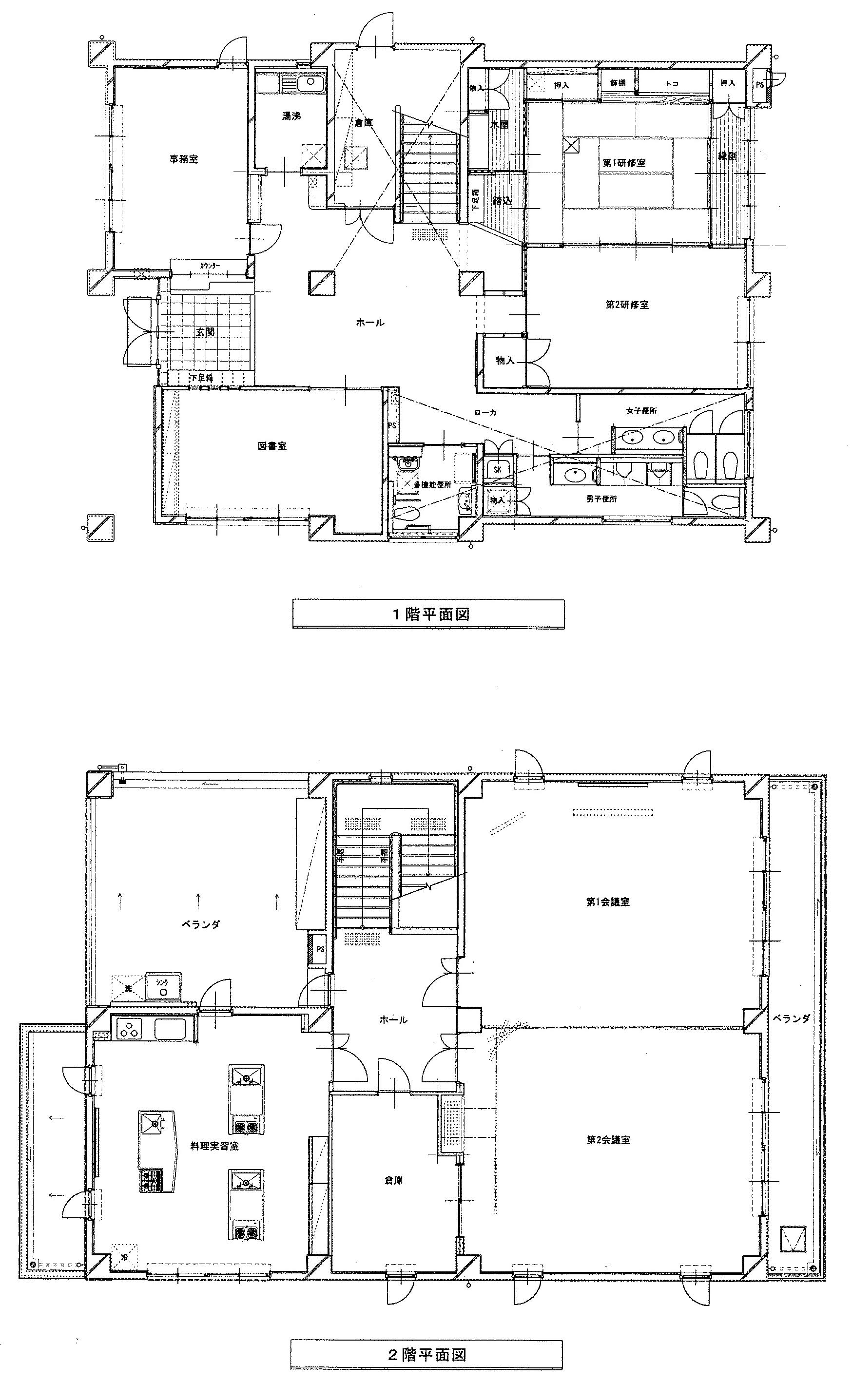 増位公民館1階2階平面図