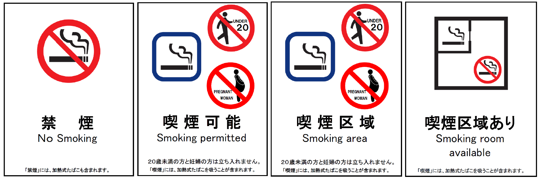 喫煙環境標識4種類