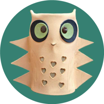 フクロウのペン立て 作品例1