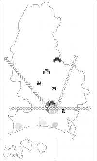 城・寺社・街道の位置