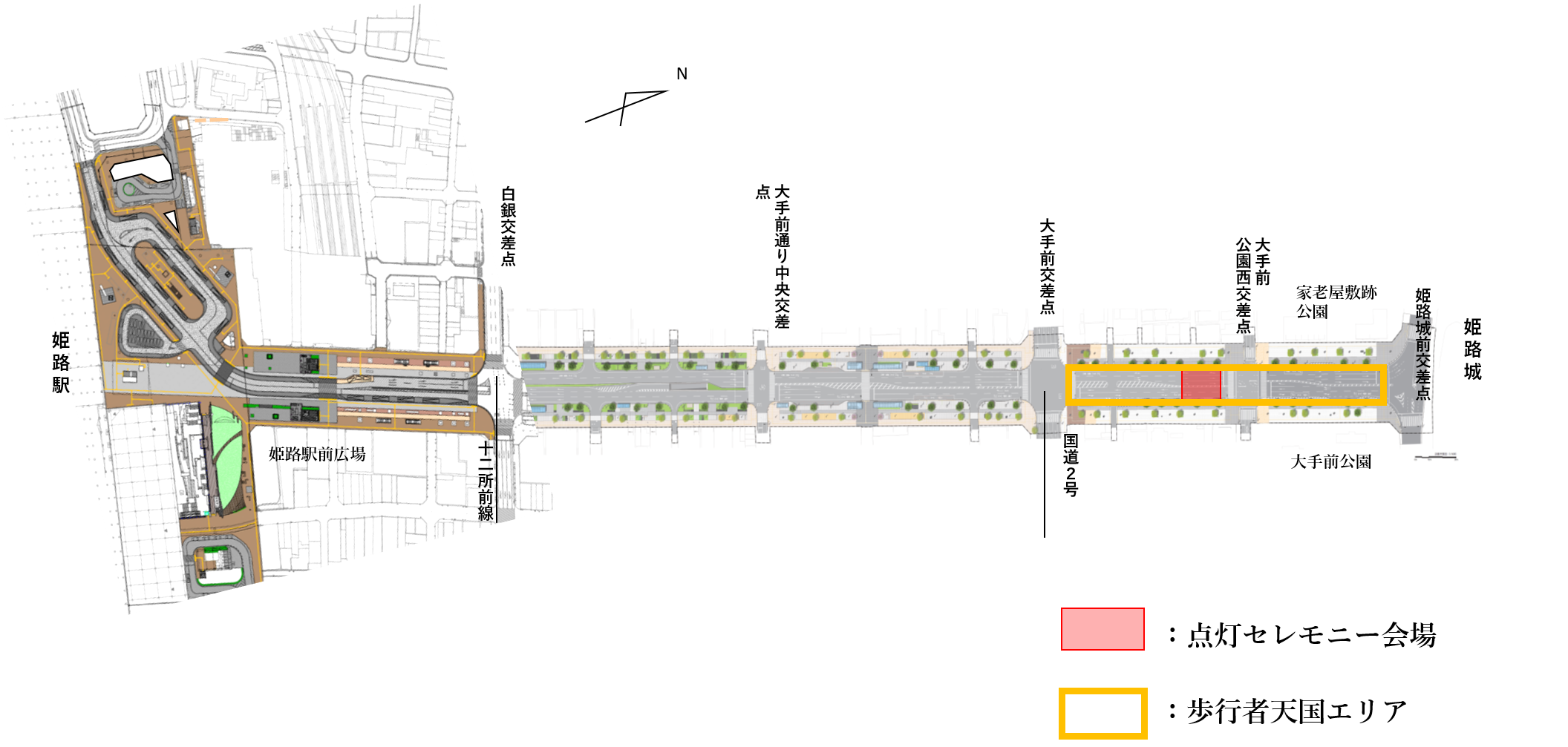 点灯セレモニー会場を示した図