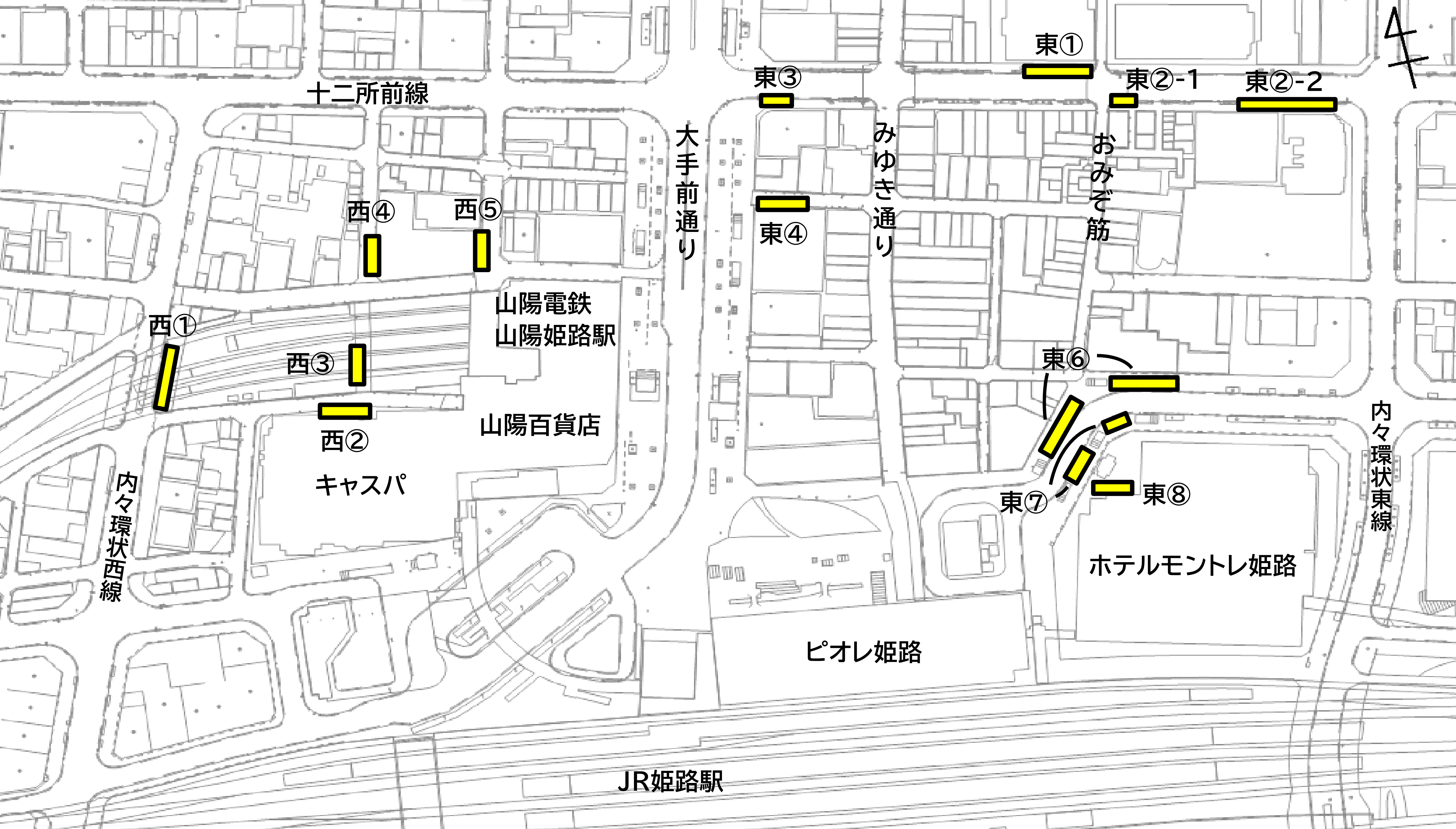 路上等駐輪場の位置図