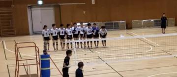 令和7年度全日本バレーボール高等学校選手権大会兵庫県予選大会西播地区予選の試合後整列の様子