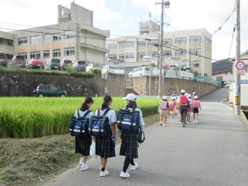 登校してくる児童生徒