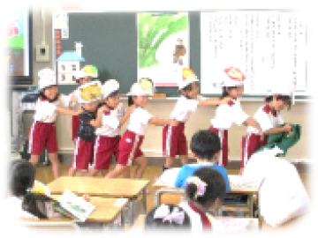 お面をつけて動作化