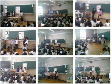 一年生の前でていねいにわかりやすく説明している写真です。