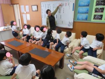 校長室について質問する1年生