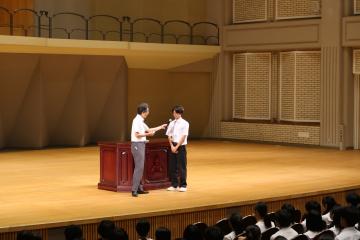 水泳部への学校長激励2