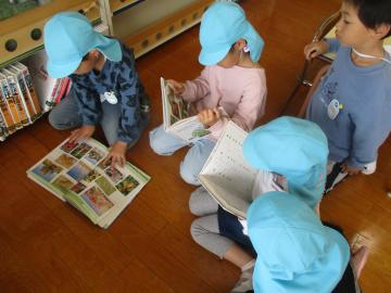友達と一緒に図鑑を見ている子供