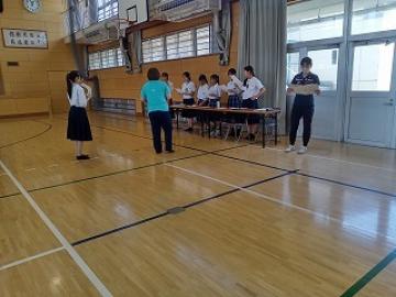 体育館での放送部のリハーサルの様子