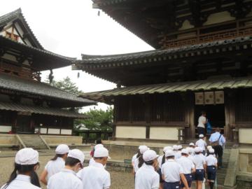 国宝釈迦涅槃像を見学する6年生