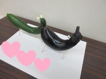子供が作った野菜のお供え物