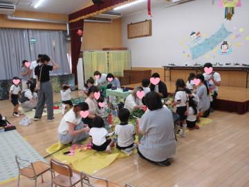笹飾りを付けるところ
