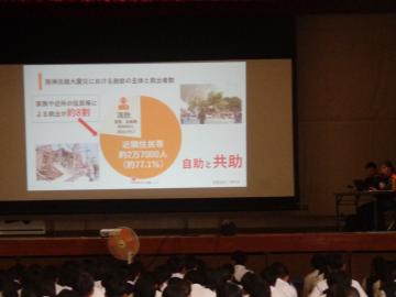 パワーポイントを使って詳しい説明を聞いています