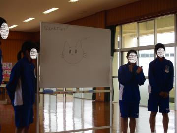 ホワイトボードに描かれたねこ