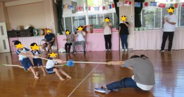 綱引き対決（子ども3人対大人1人2回目）