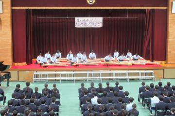 箏曲部員がお琴を演奏している様子