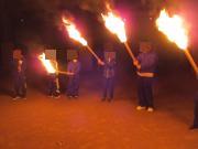 自然学校でキャンプファイヤーの様子