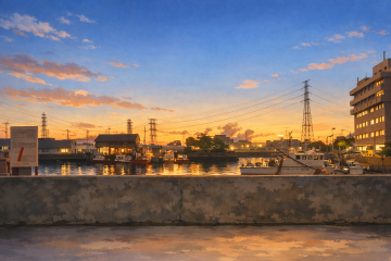 日の出前の姫路港です。