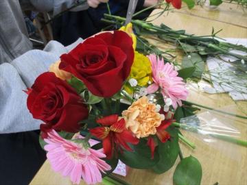 出来上がったフラワーアレンジメント