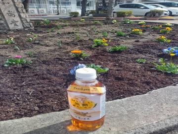 「Thankyou」と書かれたテープが貼られたお茶のペットボトル