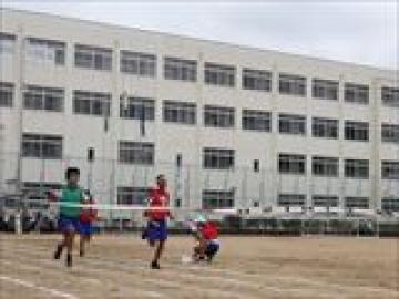 男女混合リレーでゴールする選手の様子