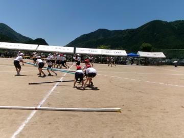 4年生から6年生が棒引きをしている様子
