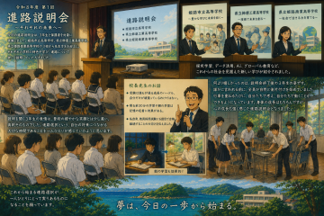 進路説明会のイメージを生成AIで作成した画像です。