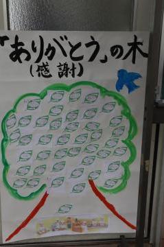 3年生が貼った感謝の木の写真