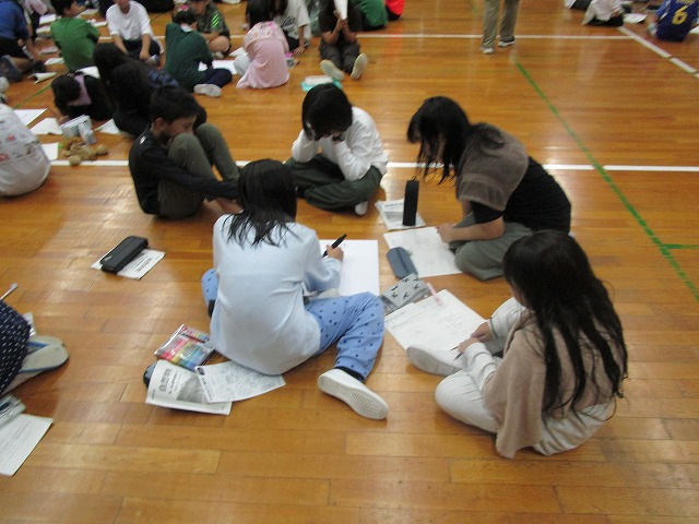 グループでがんばりたいことを話し合っている写真