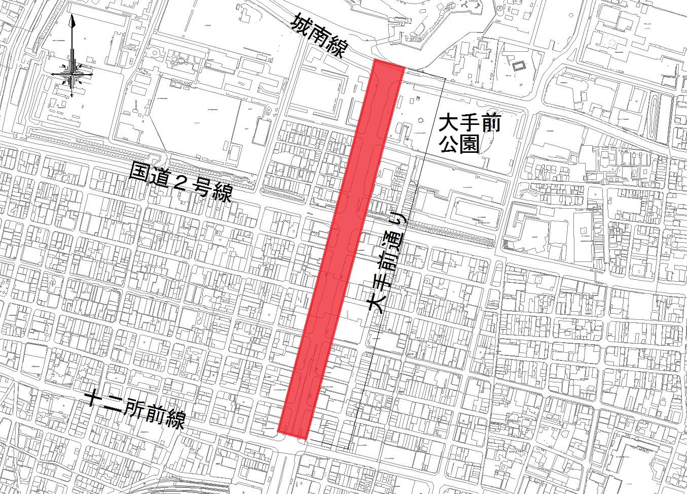 大手前通りの位置図