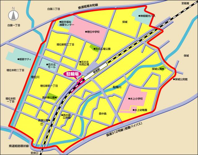 野里駅周辺放置禁止区域図