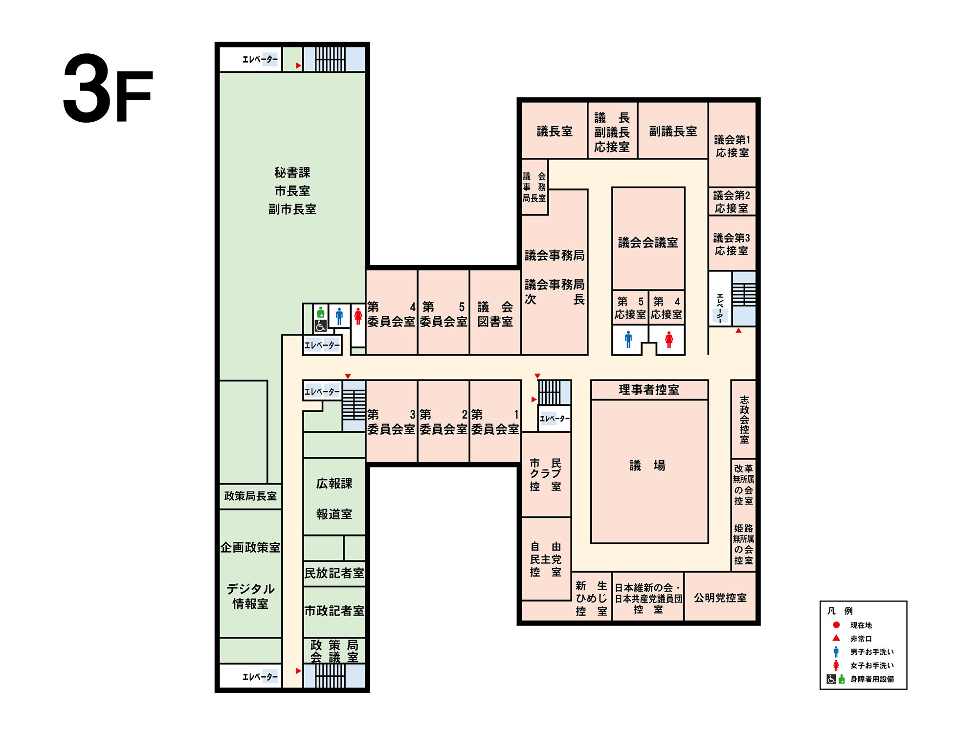 本庁舎3階のフロアマップ図の画像