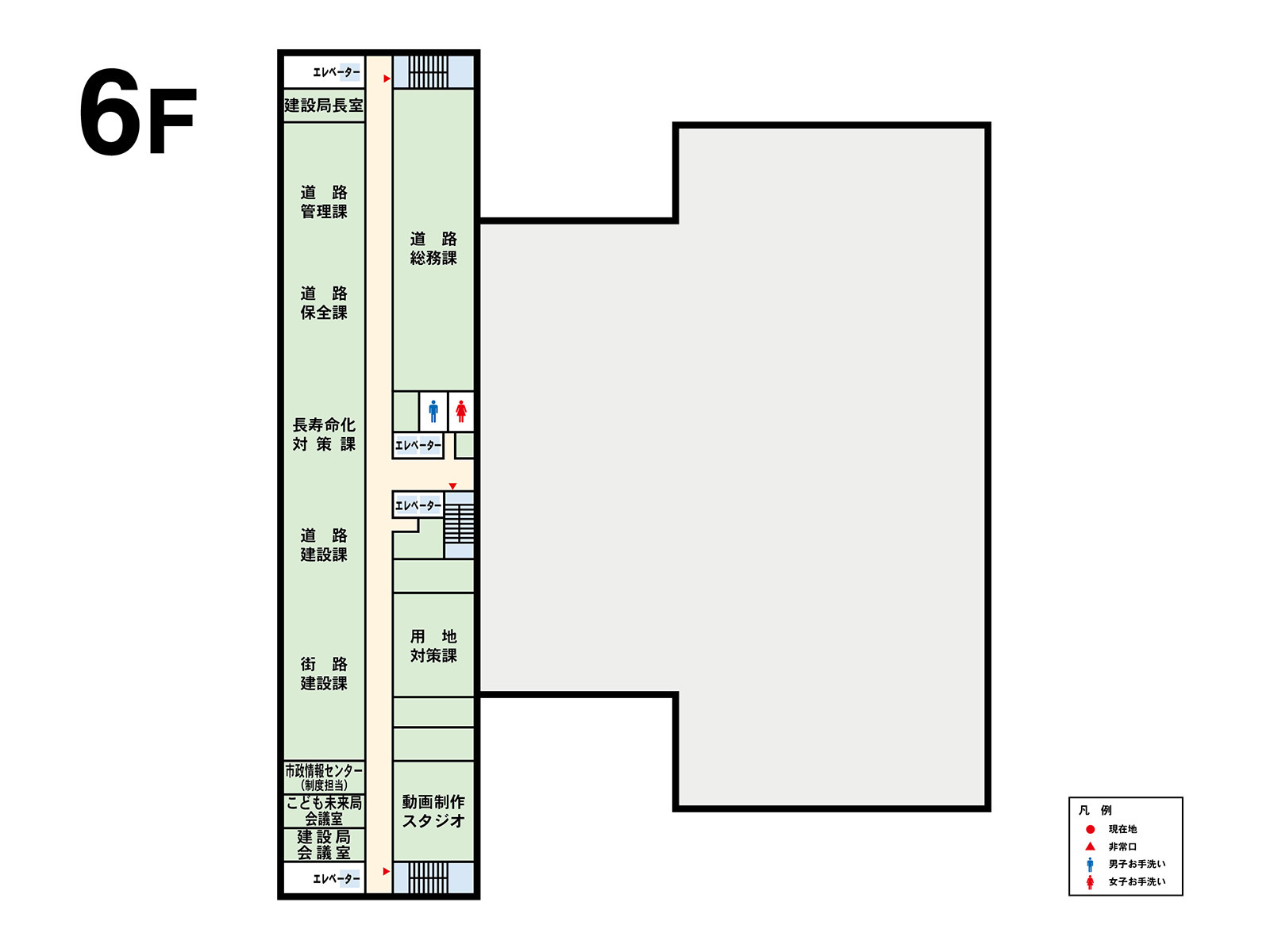 本庁舎6階のフロアマップ図の画像