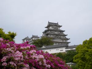 姫路城とつつじの写真
