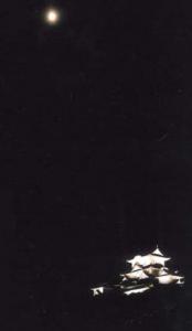 仲秋の名月と姫路城の写真