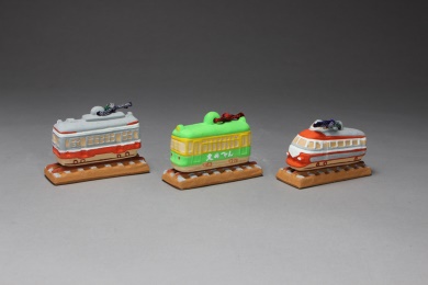 鉄道の土鈴より左から「箱根登山電車鈴」「江ノ電鈴」「ロマンスカー鈴」の画像