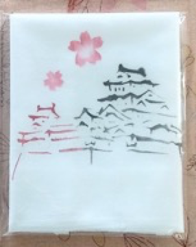 花ふきん（姫路城と桜）の画像