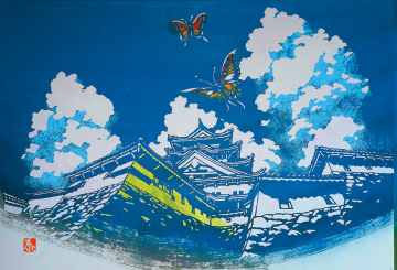 過去の剪画展に展示された姫路城の剪画